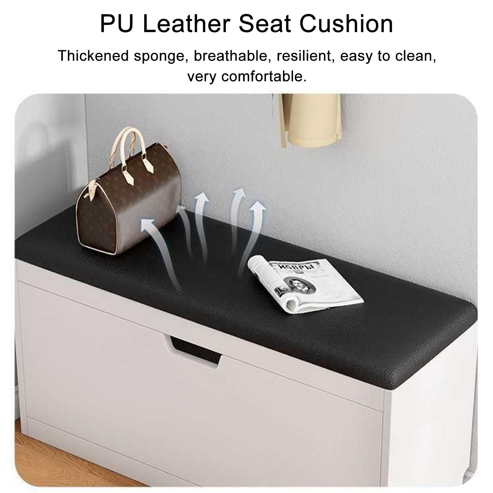 Estrecho 17 Cm Banco Zapatero Blanco Pasillo Multifuncional Armario Zapateros Baúl con Puerta abatible Estante De Pie Libre Asiento Acolchado para Entradas Dormitorios(White,60x17x46cm)