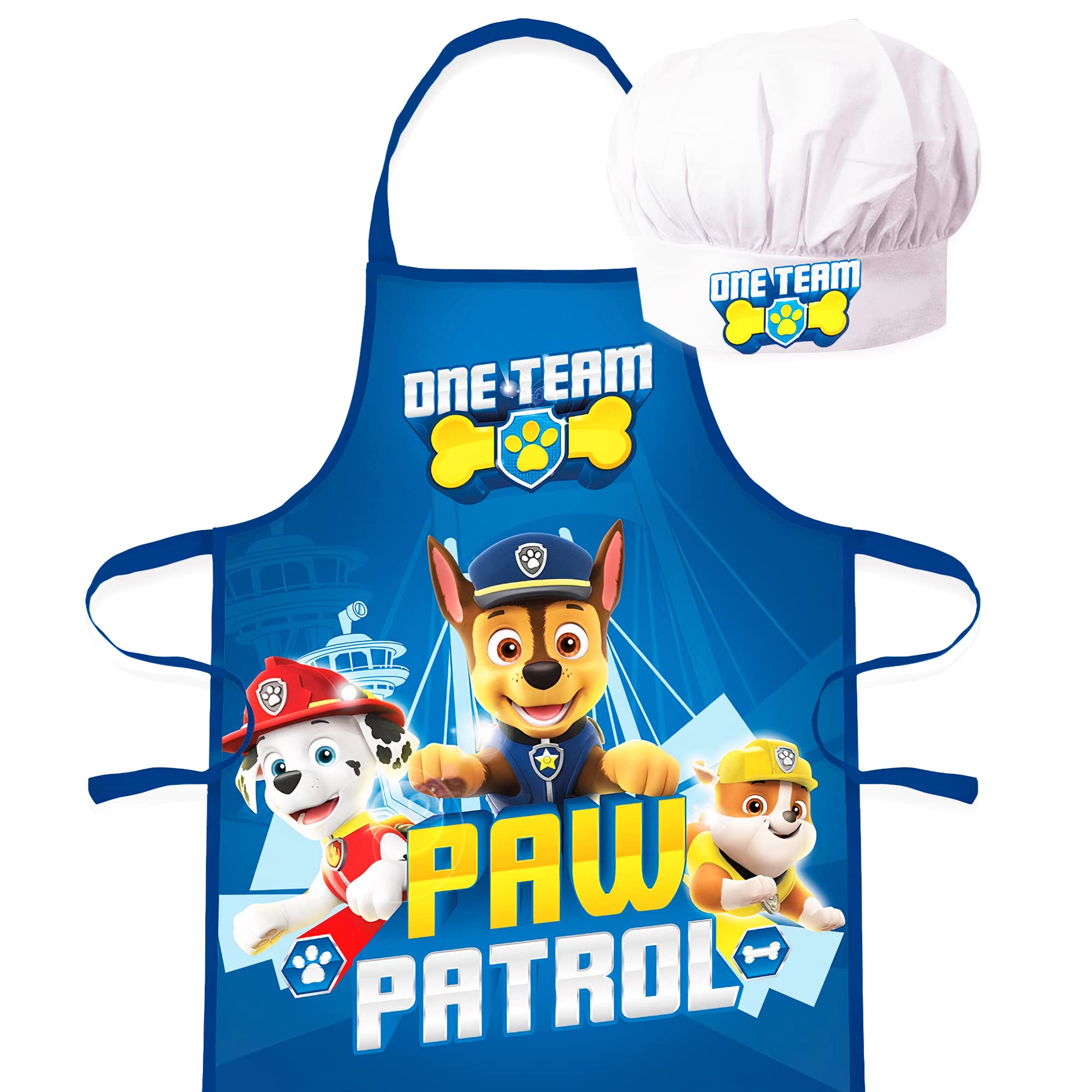 Sorrisini Delantal Infantil y Gorro de Cocinero para Niños Paw Patrol, Mandil Niño, Niña, Delantal y Sombrero para Cocinar, Hornear o Pintar, 3-8 Años