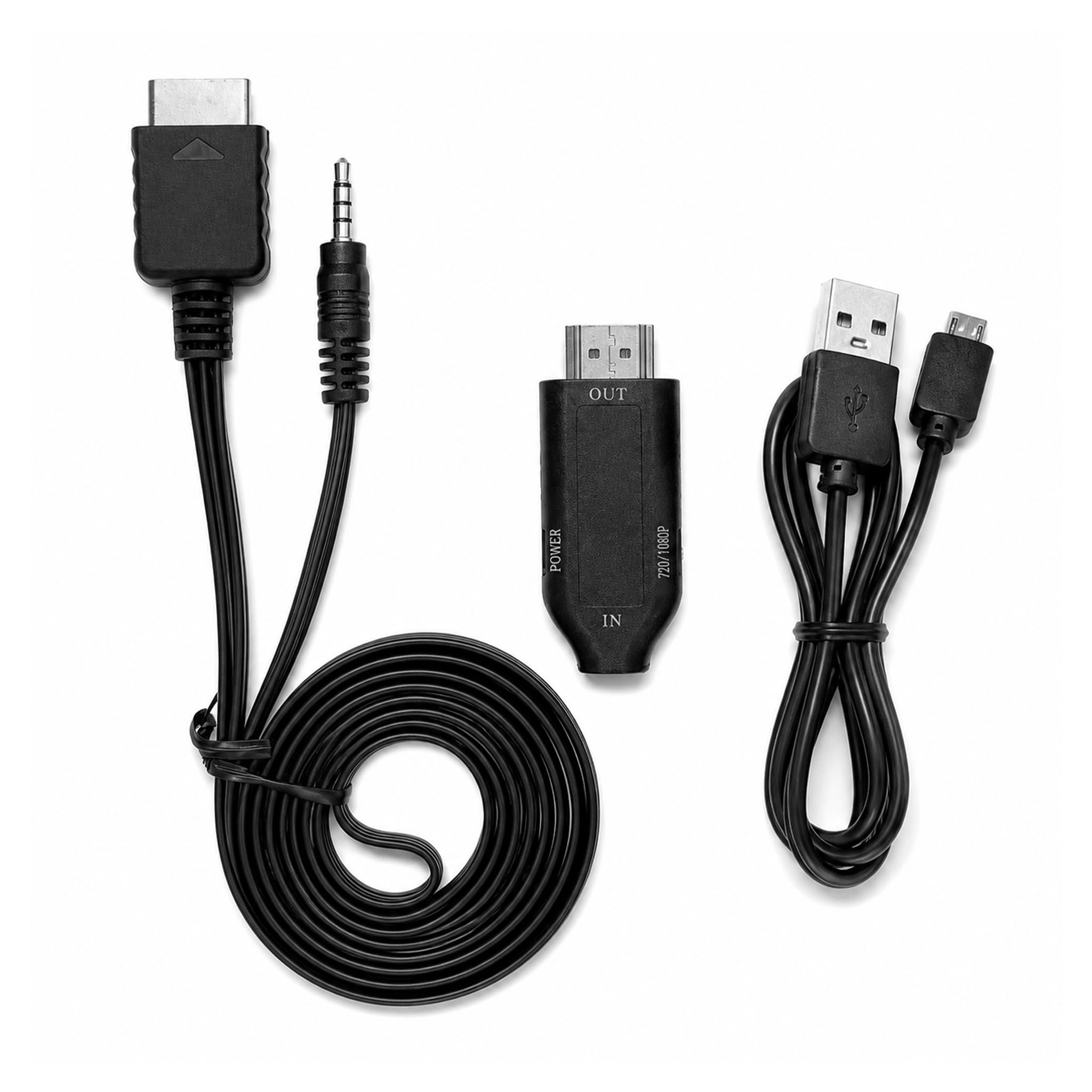 PS1 PS2 auf HDMI Adapter, AV-Kabel für PS2 auf HDMI 1080P 720P, Konverter Audio Video HD mit 150 cm Kabel, kompatibel mit PS1 PS2 Slim FAT, HDMI-Adapter, Projektor und moderner Bildschirm