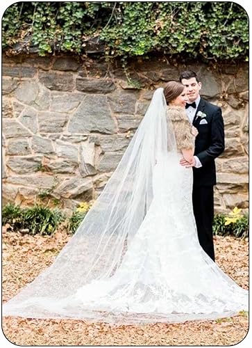 CASDRE Velo de novia de 1 nivel de longitud de la capilla velo de novia largo velo catedral con borde cortado con peine (118 pulgadas W-118 L)