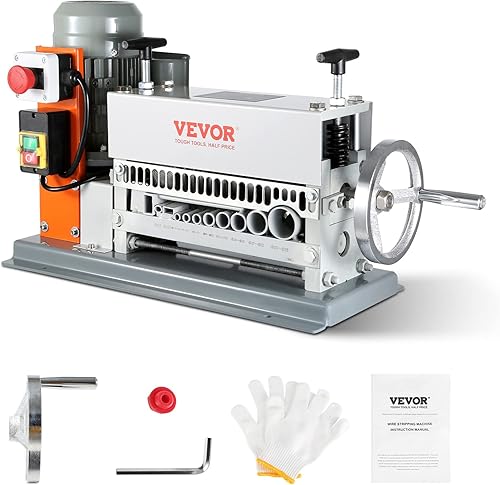 VEVOR Máquina automática de pelado de cables, pelador de cables motorizado eléctrico de 0.06 a 1.42 pulgadas, 370 W, pelador de cables de 88 piesmin