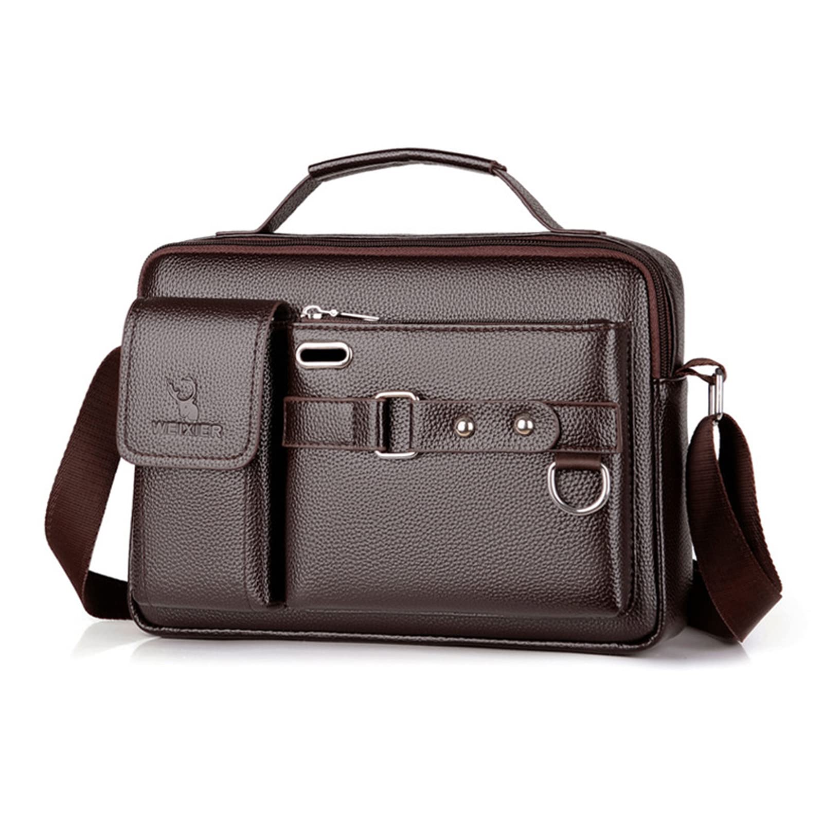 FANDARE Bandolera Hombre Grande Bolso Caballero Bandolera Cuero Hombre Mujer Bolsos Hombre Bandolera Piel Bolso Hombre De Cuero Mariconeras Para Hombres Bolsos De Hombre Bandolera Marron Oscuro