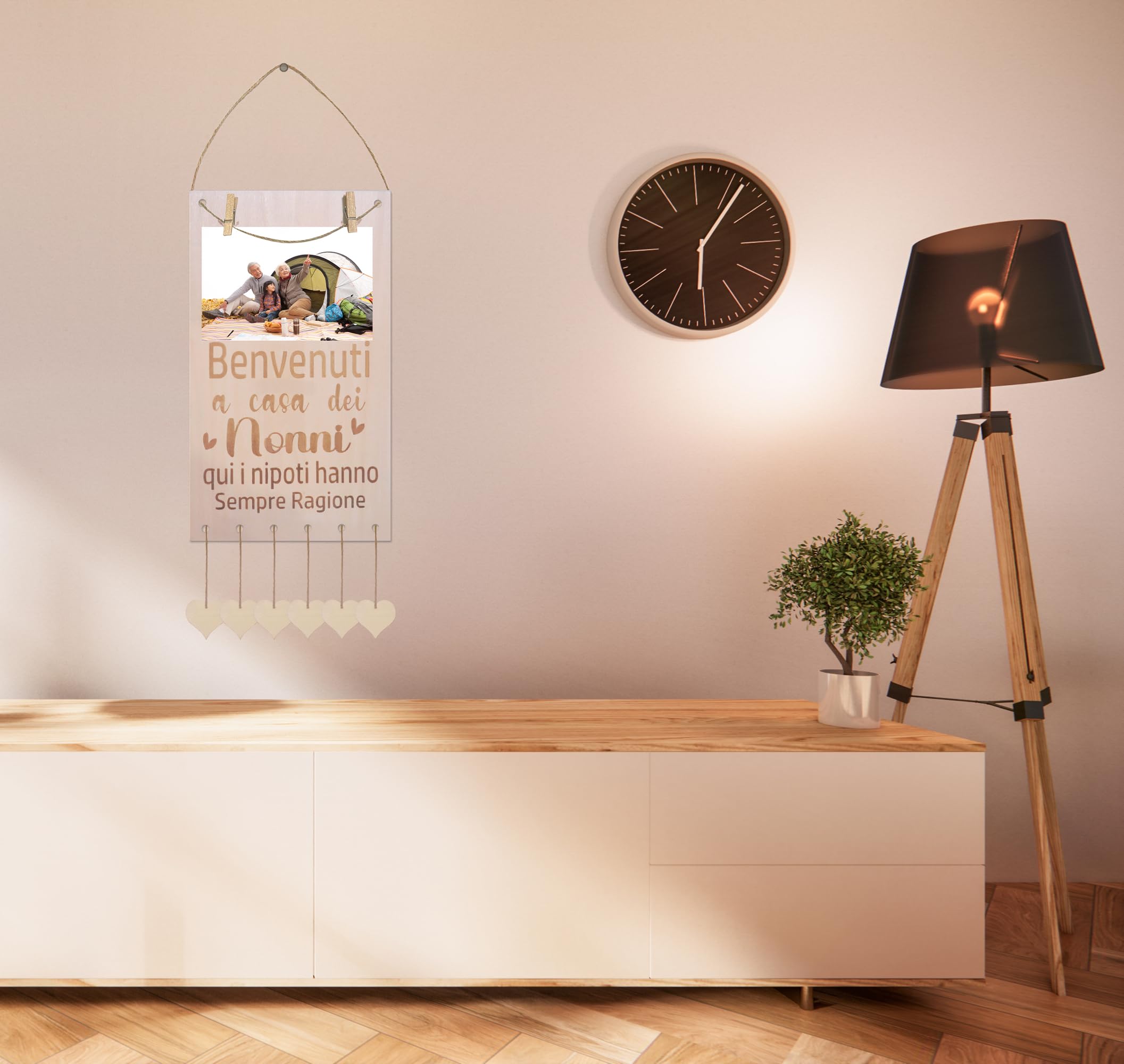 MKISHINE Targhetta in Legno 'Casa dei Nonni' - Segno Decorativo per la Casa, Idea Regalo per Nonni, Decorazione del Soggiorno, Festa