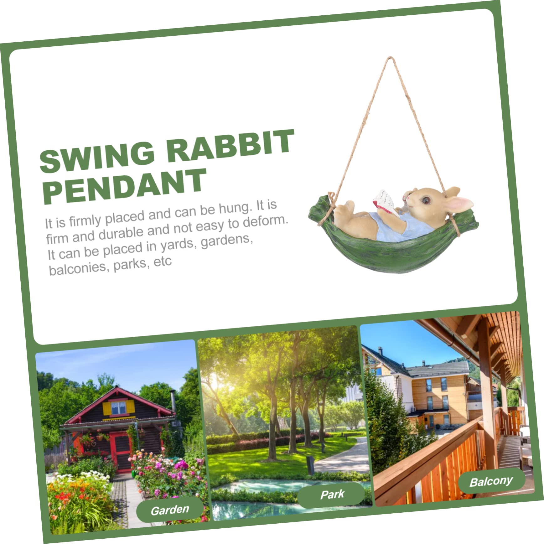 Toyvian Lot De 2 Décorations De Lapin en Forme De Balançoire en Résine pour Jardin Extérieur Mignon pour Arbre Maison Cour