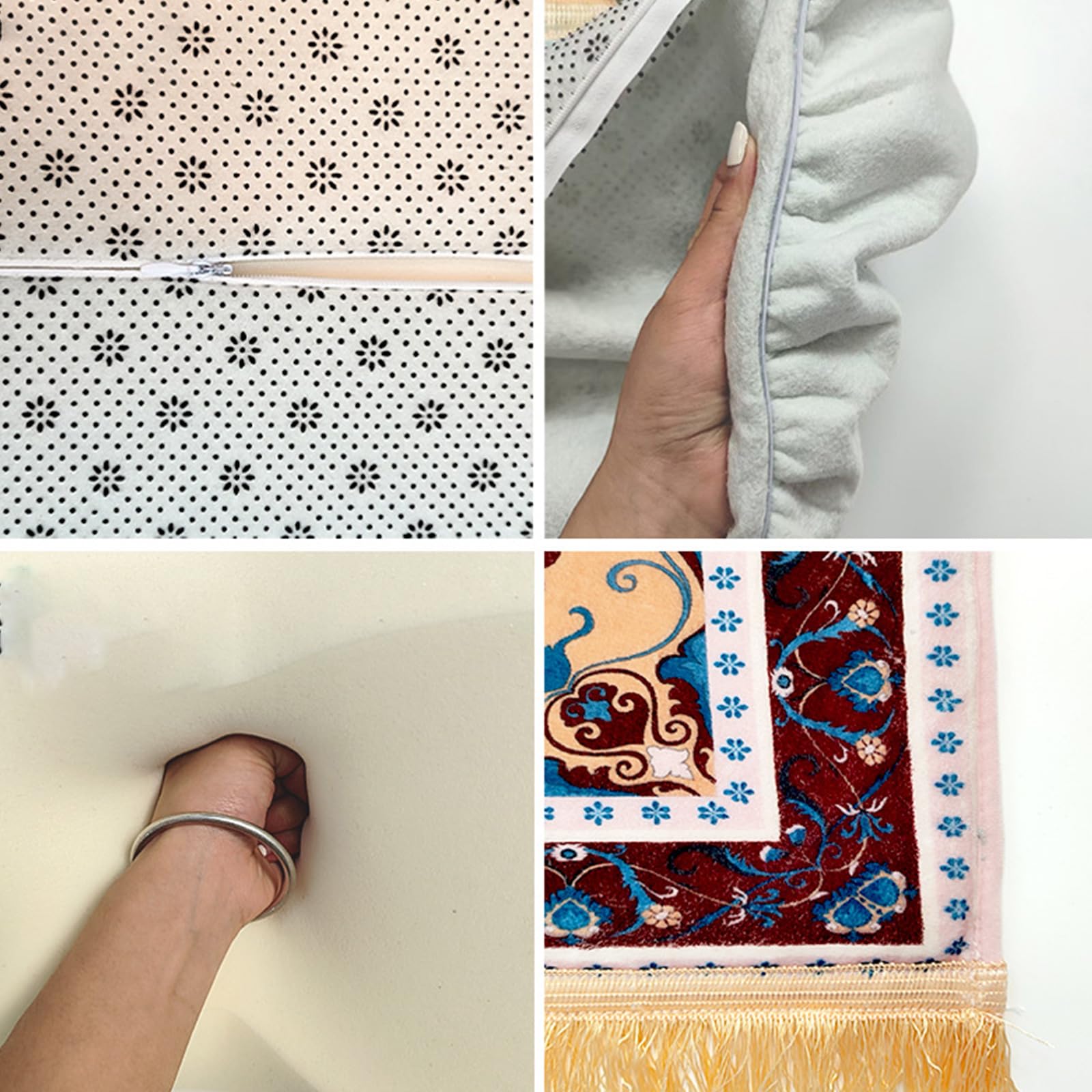 Tapis de prière en polyester extra épais de 8 cm avec base antidérapante, texture confortable, tapis de prière doux de 70 x 110 cm