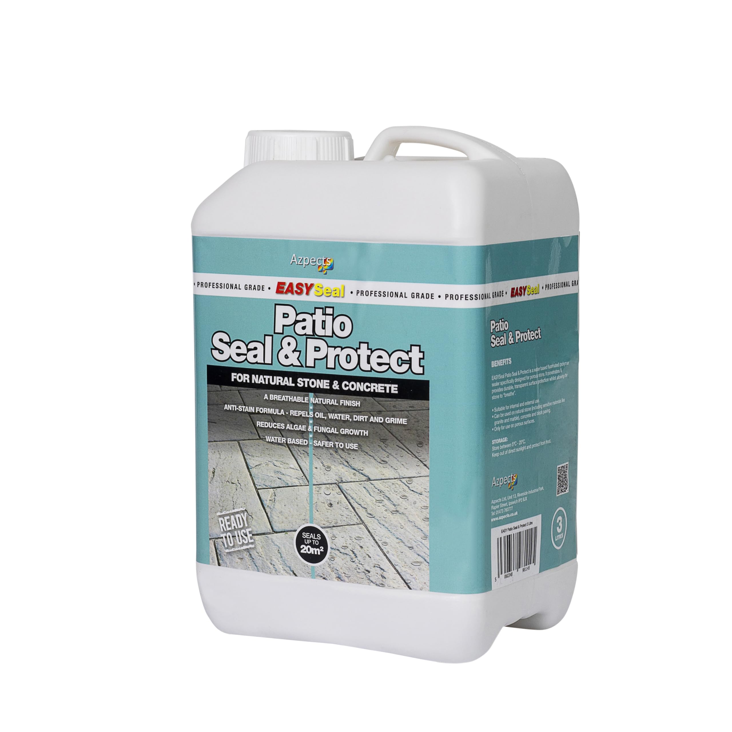 EASYCare - 3L Patio Seal & Protect. Water Based, Breathable Natural Stone Sealer And Protection, Repels Oil, Water, Dirt And Grime While Reducing Algae And Fungal Growth Easy To Use Floor Sealant