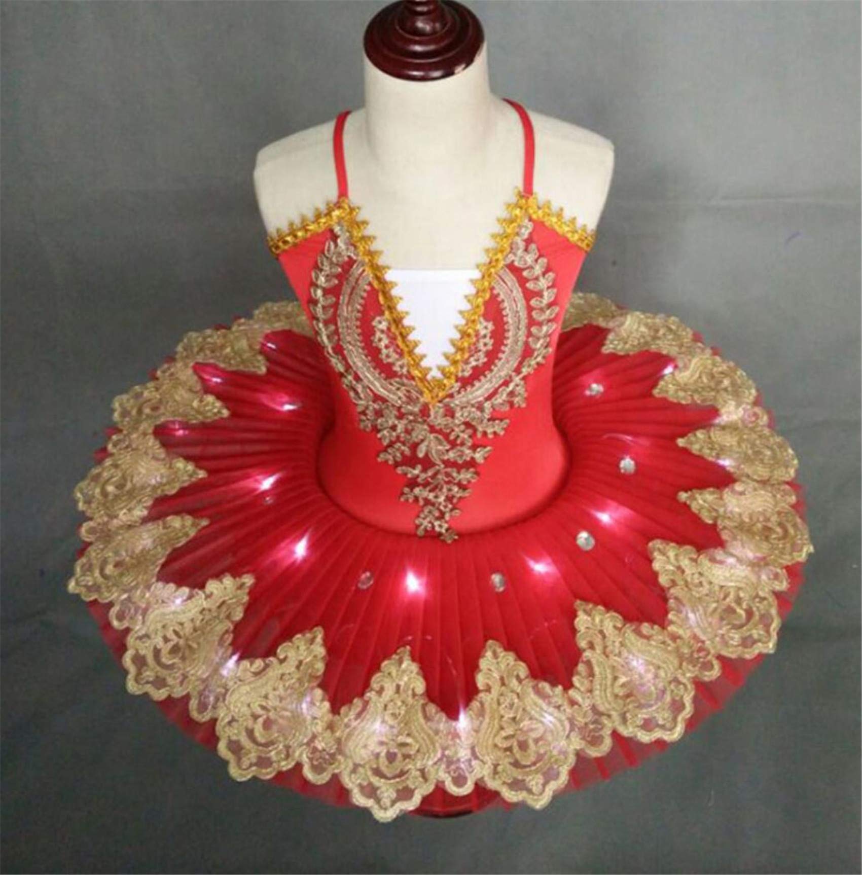 Tutu di balletto del lago dei cigni con luce a led Vestito da ballerina per ragazze Vestito da balletto per bambini Concorso Costumi per feste in scena