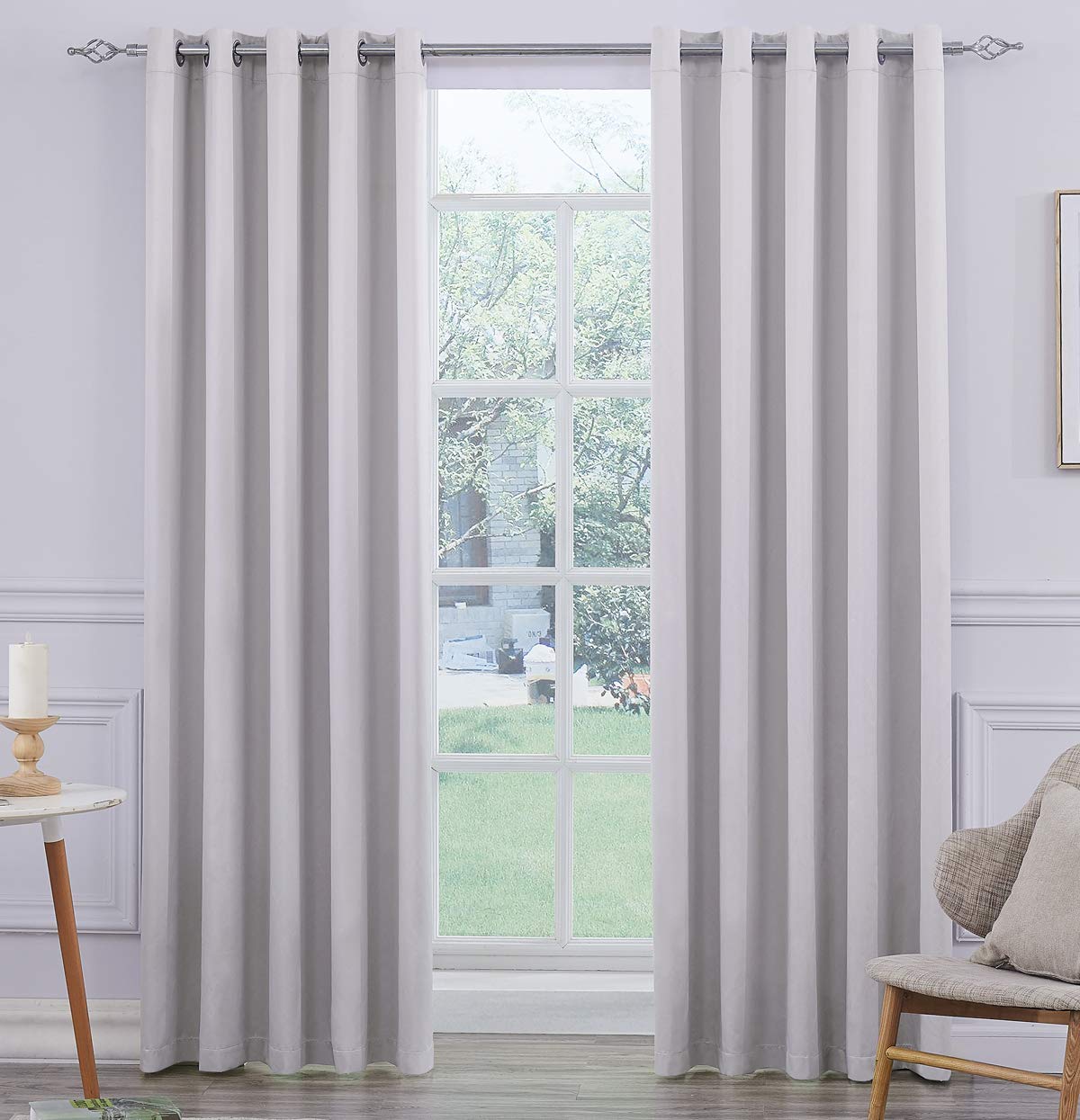 COASTLINE Ultra Soft Satin Navy Blue 100% Blackout Eyelet Curtain Window Treatment Drapes 2 panels for Bedroom, Livingroom, Kids Nursery Room W66 x L54 inch — view 11