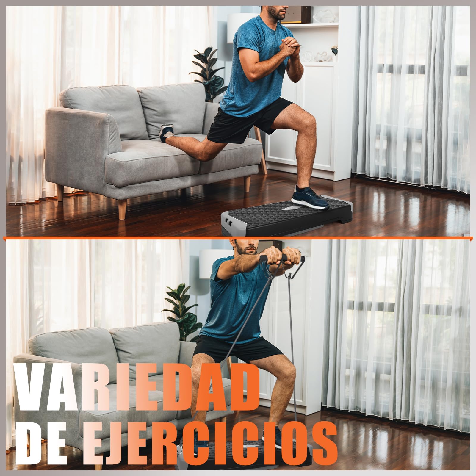 DH FitLife Stepper para el Hogar con Entrenamiento de Equilibrio | Plataforma Ajustable 10/15 cm | Stepper Aeróbico y Plataforma Step Up | Escalón para Entrenamiento de Fitness y Coordinación