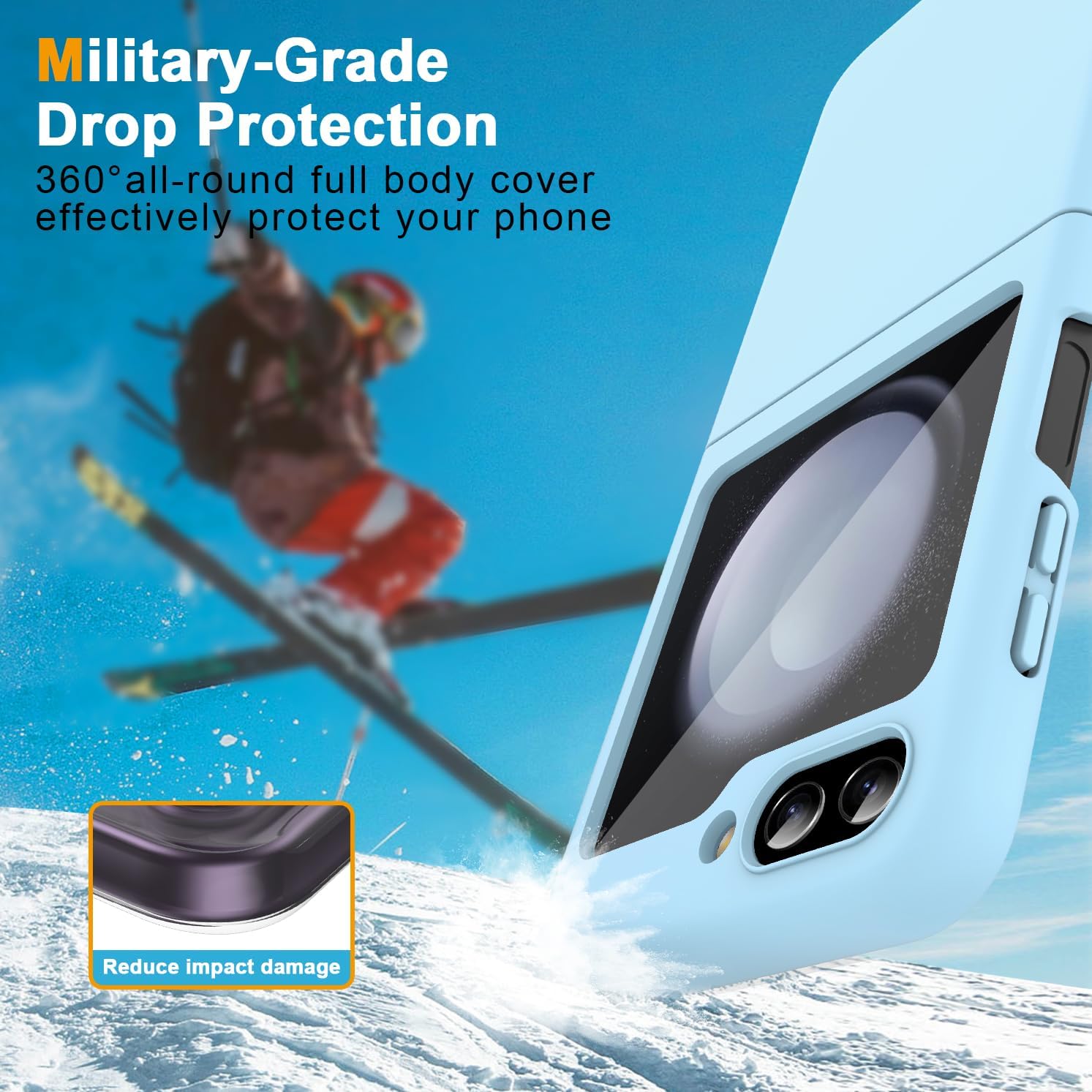 for Galaxy Z Flip 5 5G Case,Lightweight,Slim Fit Drop Protection Rugged Shockproof Cover for Samsung Galaxy Z Flip5 5G,Slim Thin Hard PC Shockproof Protective Phone Sky Blue 4-Z Flip5-05