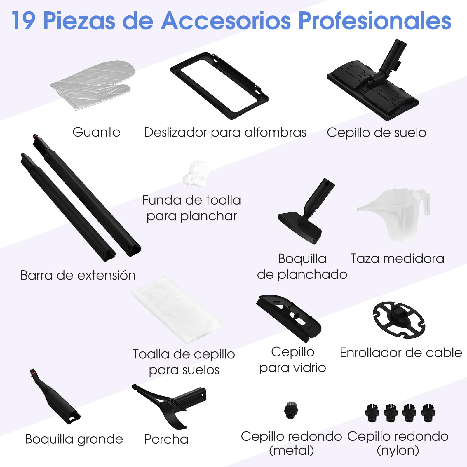 GOPLUS Limpiador a Vapor 2000W, Máquina de Limpieza a Vapor con Depósito de 1,5L, Alta Presión de 4 Bar, Tiempo de Calentamiento: 5 min, Hasta 108 ℃, con Ruedas y Accesorios Completos (Violeta)