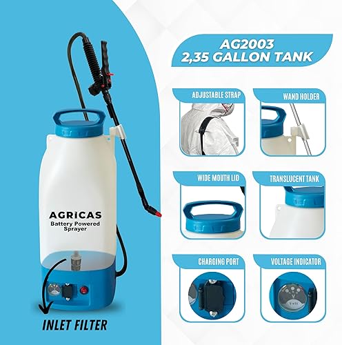 Miniatura 4 de AGRICAS Botella pulverizadora eléctrica Mister de planta de 1 litro, 34 onzas pulverizador eléctrico a pilas para césped y jardín, detalles