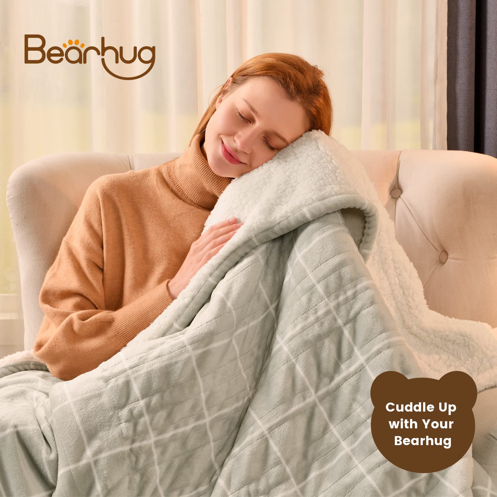 Amazon.com: Bearhug Heated Throw Blanket 50 x 60, Reversible Velvet u0026  Sherpa Electric Throw, 5-Year Warranty, 6 Heating Levels u0026 4H Auto Off,  Over-Heat Protect, ETL Certification, Machine Washable : Home u0026