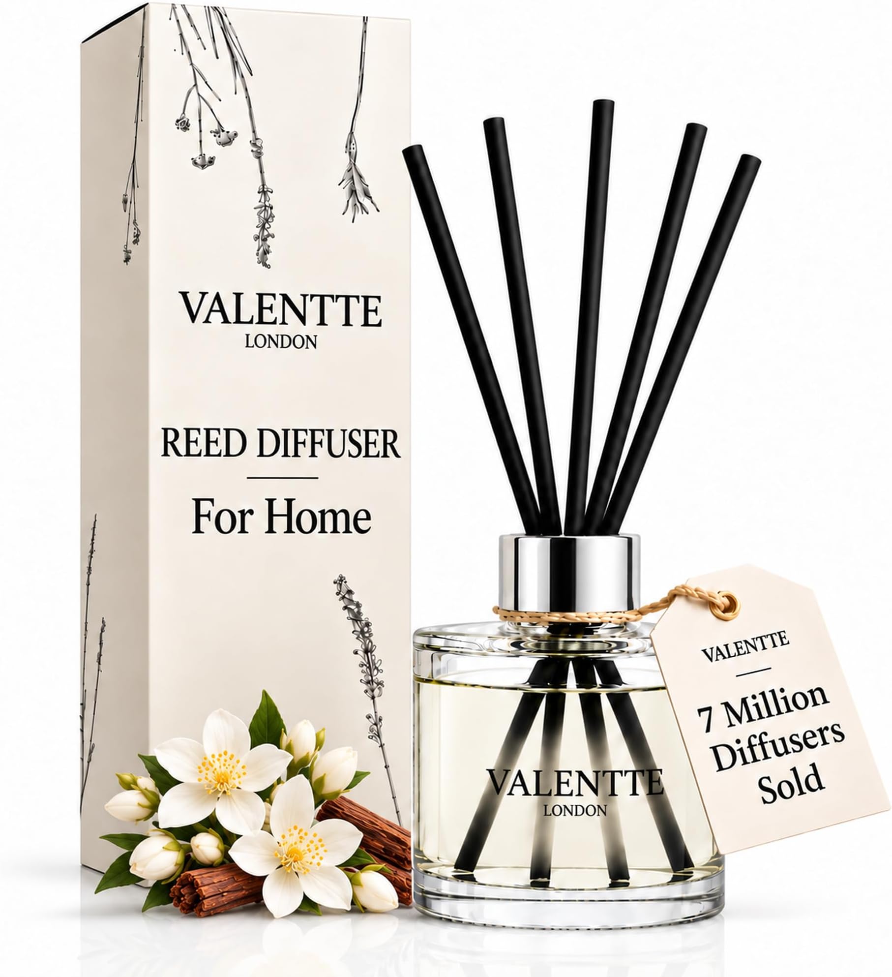 Valentte Reed Diffuser for Home- Jasmine & Rosewood Scented- 100 ml