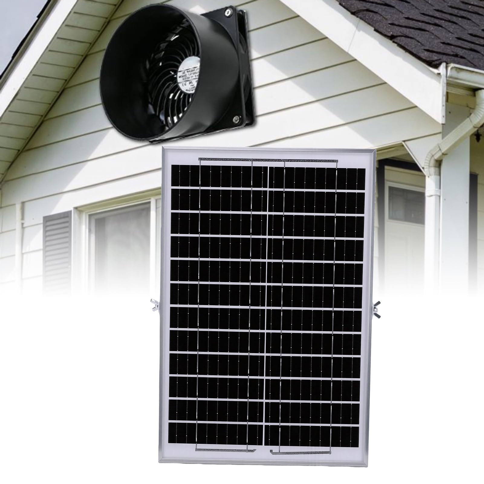Walfront Wentylator Wydechowy Solarny 15W 120mm z siatką do Szklarni