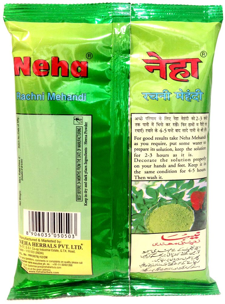 Neha Herbal 100% naturalny proszek do tymczasowego tatuażu Mehndi Rachni (500 g)