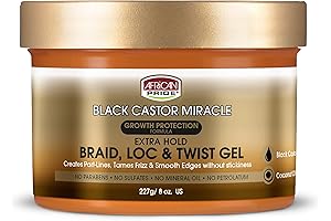 African Pride Black Castor Miracle Extra Hold Braid, Loc, Twist Gel