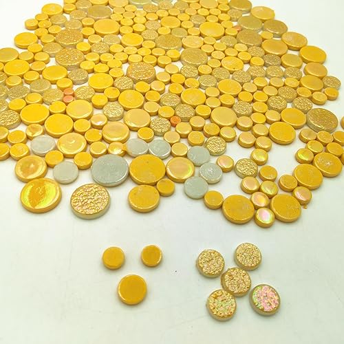 Miniatura 4 de Azulejos de mosaico de vidrio iridiscente redondos al azar de 1.1 libras, haciendo piezas creativas de mosaico de vidrio iridiscente para