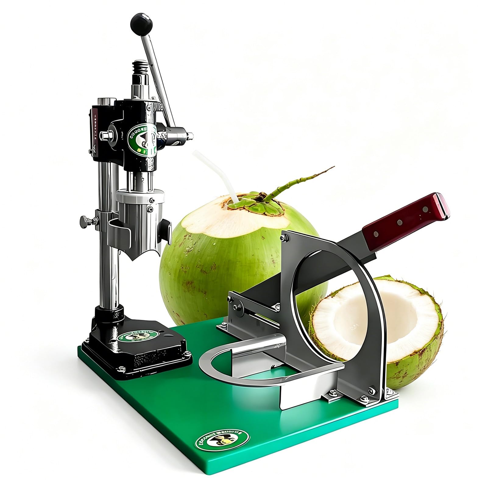 DNEPEI Safe & Stable Coconut Opening Machine, Circular Stainless Steel Fixing Bracket Holds Coconut Firmly, Non-Slip Base Manual Coconut Peeler for Commercial Kitchen IT-MCP1