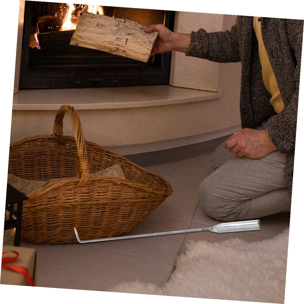 Thick Steel Fireplace Tool Portable Ash Shovel and Fire Pit Poker for Camping Cast Iron Construction Stylish Silver Finish for Hearth and Outdoor Fireplaces
