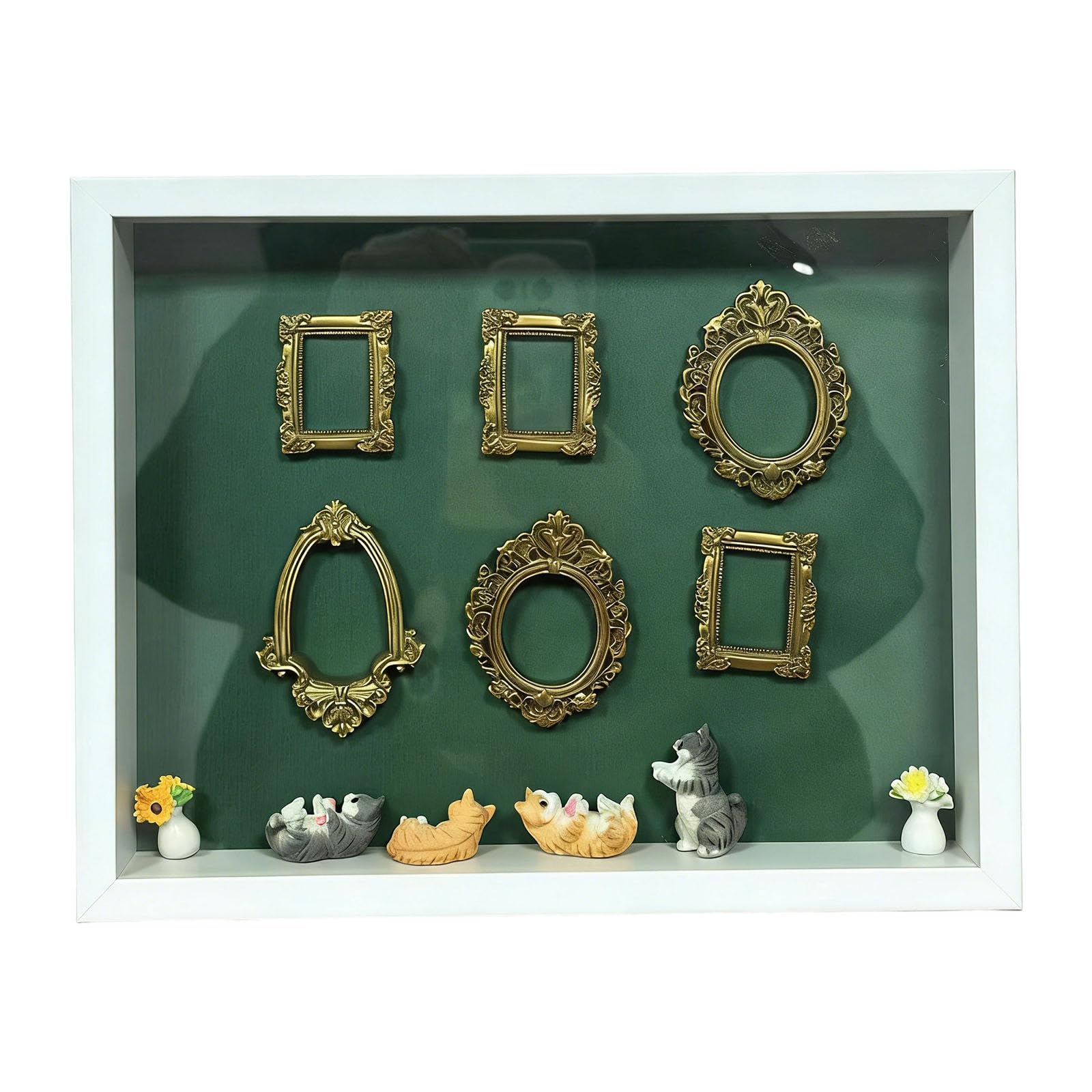 Elnwnnkc Diys Minis Museums Silhouetted Box, Shadows Box Frame Display Case, Personalize Photo Shadows Display with Figurine Personalize Diys Photo Memory Case