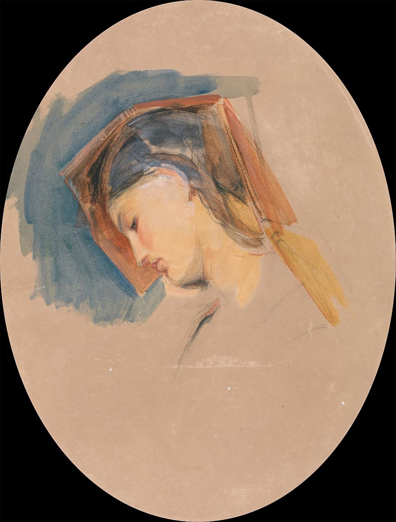 ARTXLXXBN Famous Painting Art Wall Decor Abstract Art Picture Head of a Young Woman by John Frederick Lewis Animal Pictures for Home Decor 60x90cm