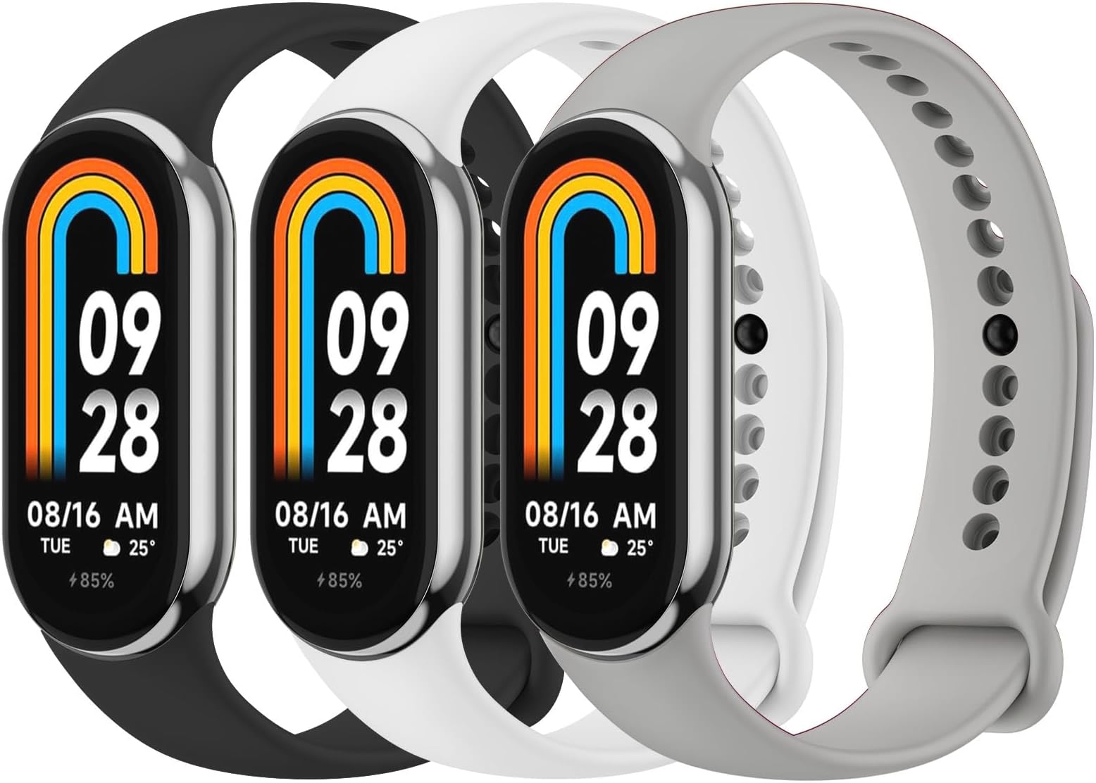 3 Pack Sport Straps for Xiaomi Mi Band 8/9/10, Soft Silicone Replacement Bands for Xiaomi Mi Band 8 &Xiaomi Mi Band 9& Xiaomi Mi Band 10 Fitness Tracker