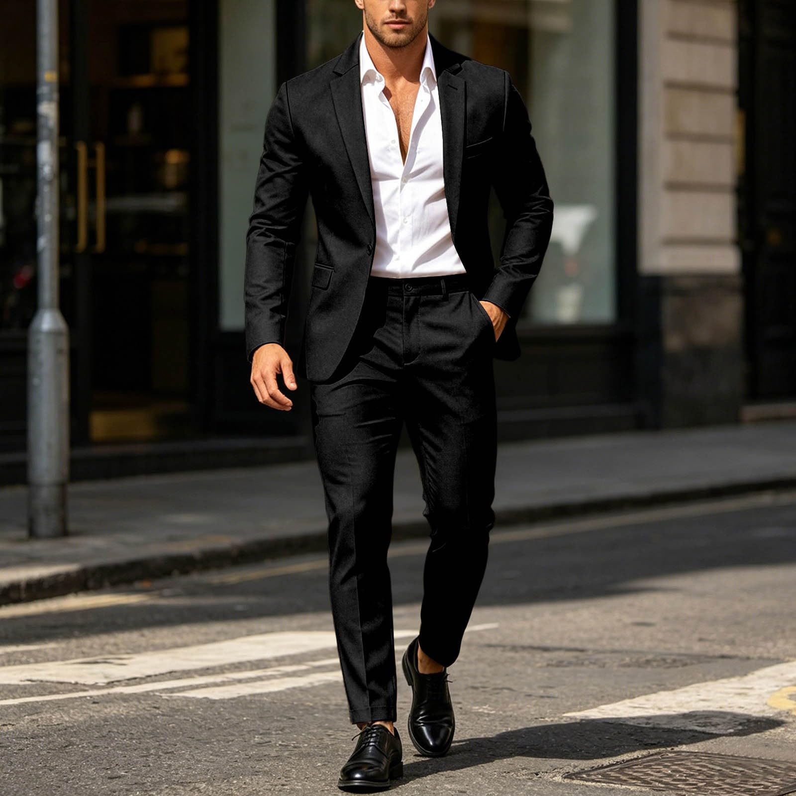 Anzug Herren Anzugblazer Slim Fit mit einem Knopf Jacke Hose Set für Party Hochzeit und Business 2-teiliger Abschlussball Anzüge Blazer & Hosen