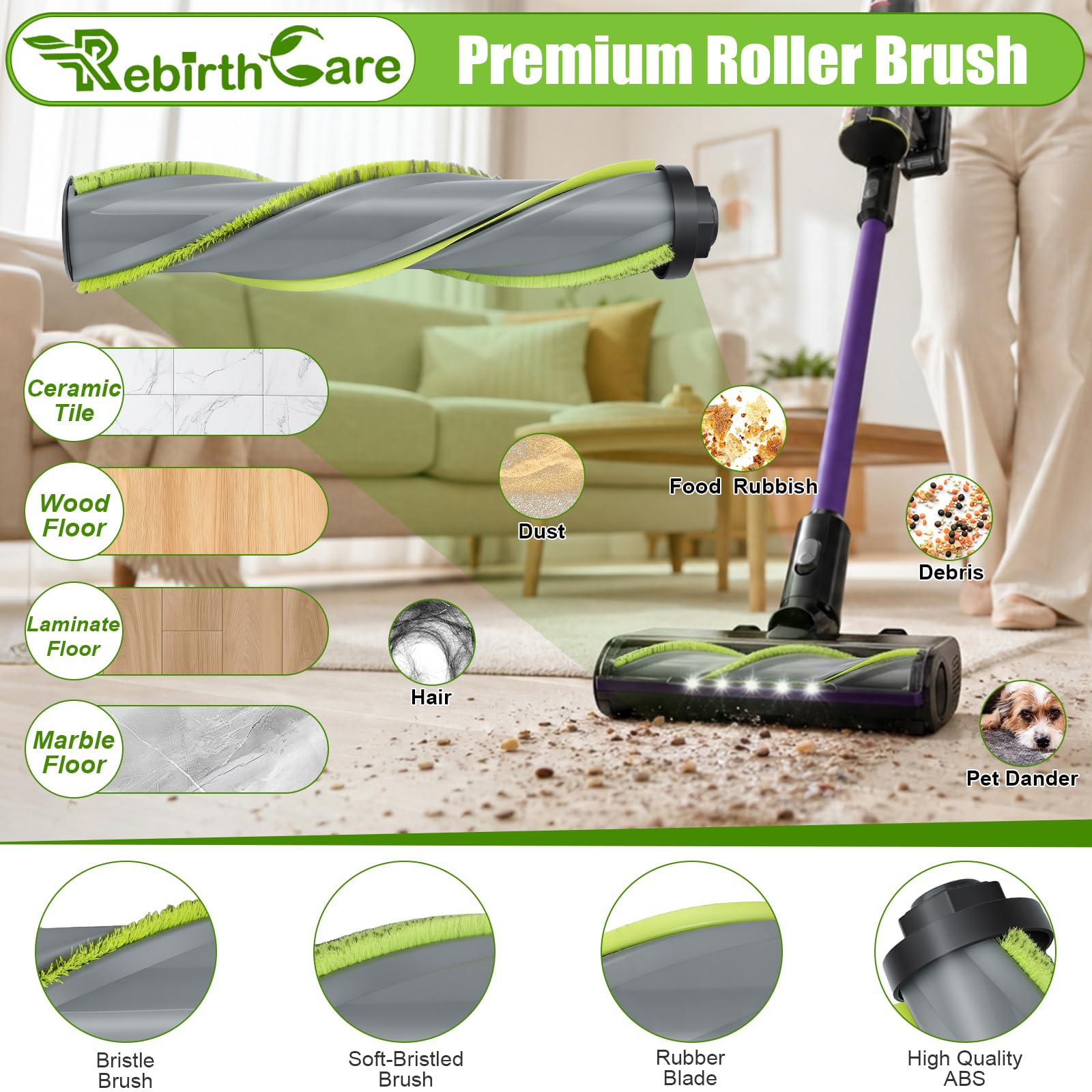 Parti di ricambio compatibili per Bissell CleanView XR Pet 200W / CleanView XR Pet 300w, 1 rotolo di spazzole, 4 filtri