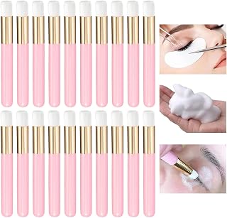 20 Pieces Lash Shampoo Brushes, Eyelash Extension Cleanser Brush Facial Cleansing Brushes Blackhead Brush for Eyelash Extensions Prolong Cleansing (Pink)