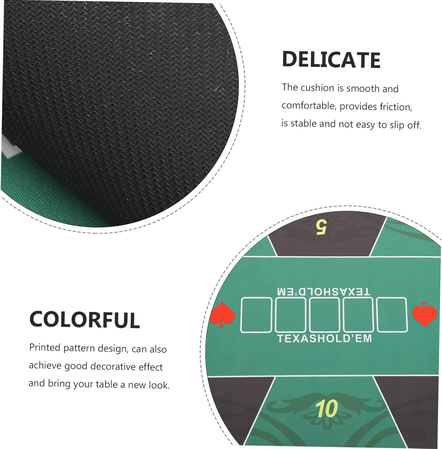 DECHOUS Household Poker Table Mat Non-Skid Game Cover for Family Fun Rubber Material Reduces Noise for Poker and Board Games
