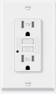 ELECTECK 15Amp/125Volt Tamper Resistant GFCI Receptacle Outlet with LED Indicator Light, Wall Plate and Screws Included, White, ETL Certified