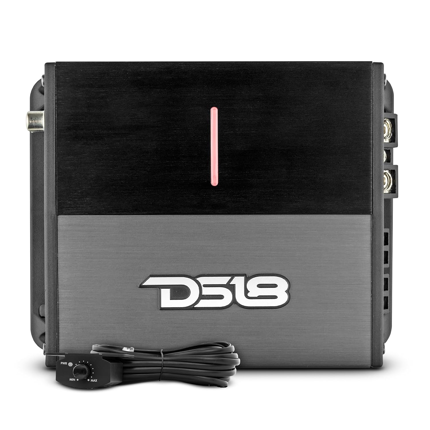 DS18 ION700.2D 2-Channel Amplifier Full Range 2 x 350W RMS @ 2-Ohm Class D, Compact Design, Digital 2 Channel Car Amplifier, Miniature Size, Remote Subwoofer Level Control Included (Renewed)