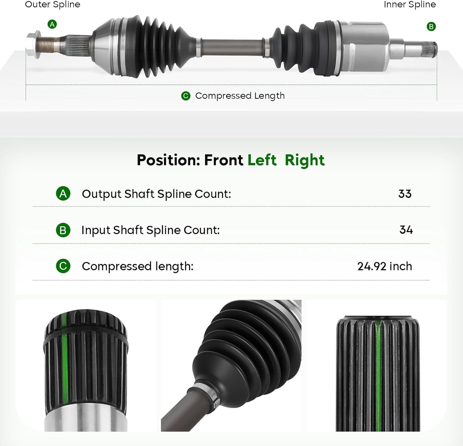 Front Right CV Axle Shaft Assembly for Chevrolet Impala Monte Carlo Venture 97-11 for Buick LaCrosse Allure Century Regal 97-09, for Pontiac Grand Prix 97-08,ONLY for V6 model