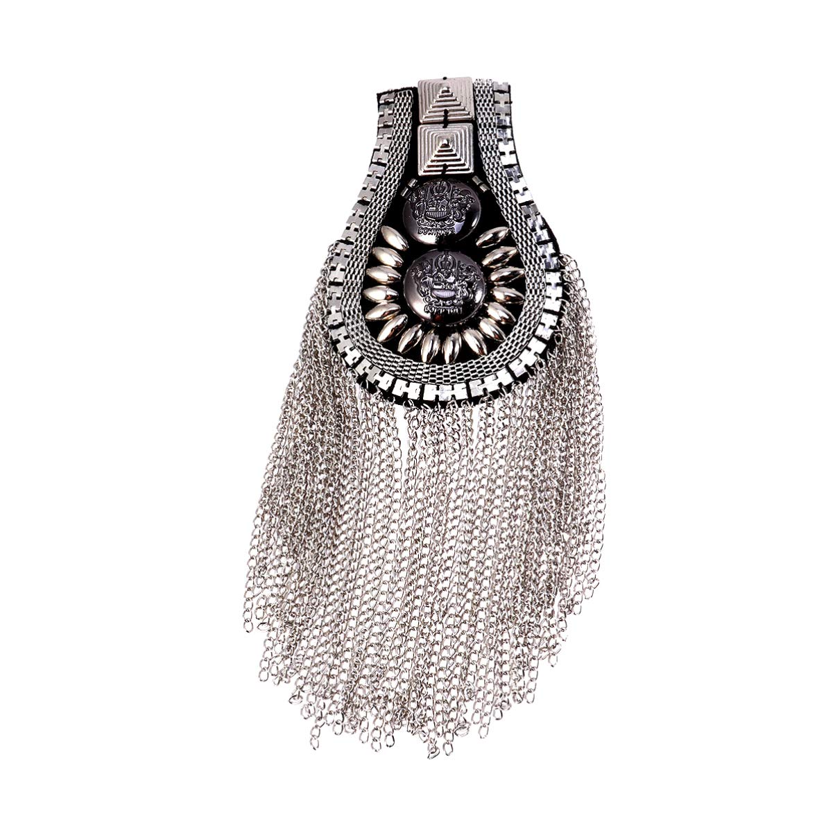 Stylische Epauletten Mit Nieten & Quasten - Silberne Schulterklappen Für Herren