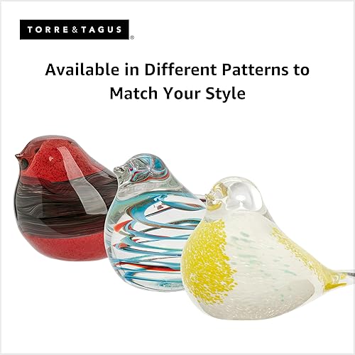 Miniatura 7 de Figuras de pájaros de vidrio sólido hechas a mano, peso de papel, decoración de pájaro blanco y amarillo, estatua de animal de vidrio para