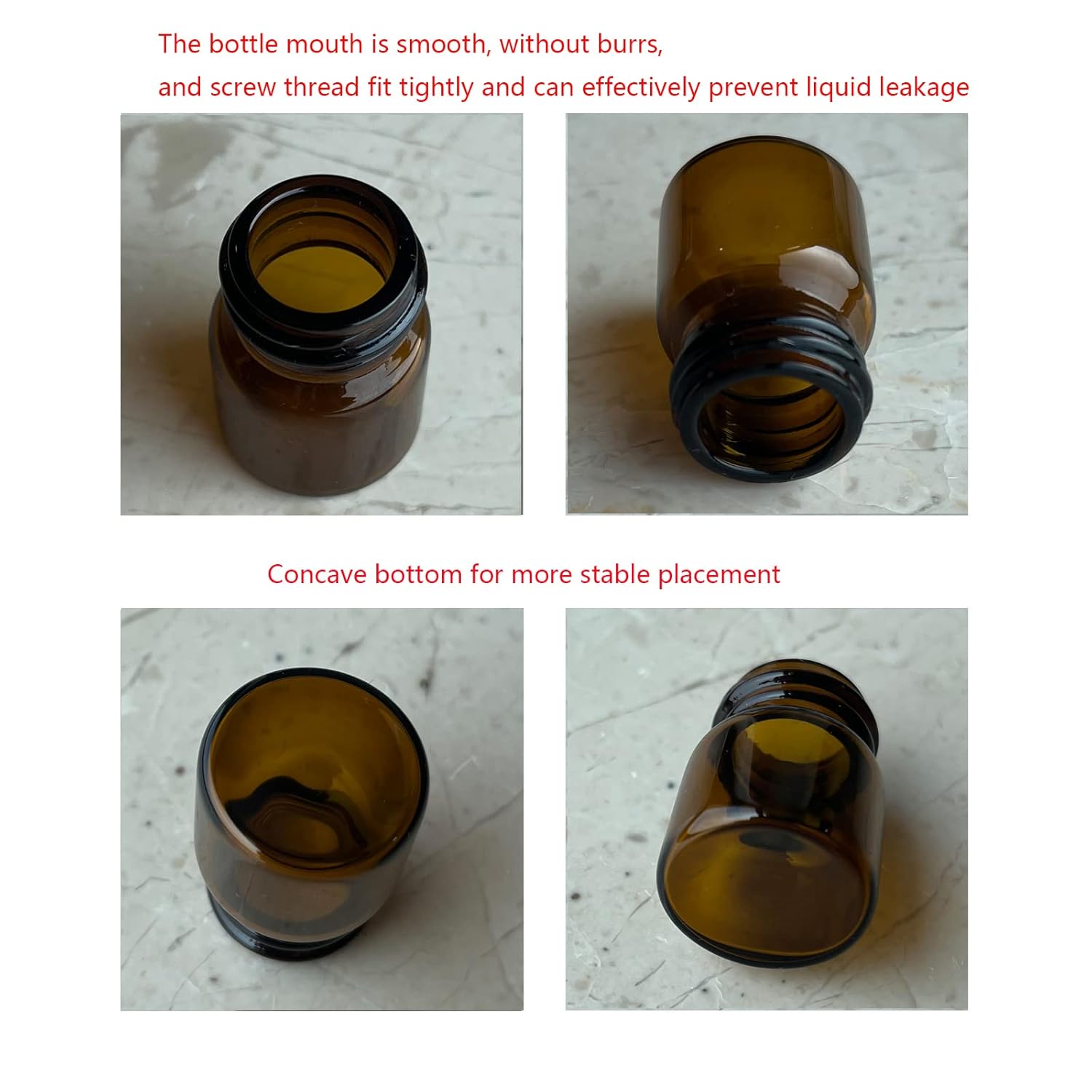 5ml Amber Glass Vials with Screw Caps and Plastic Stoppers, Small Brown Liquid Sample Vial, Leak-Proof Vial, 12PCS