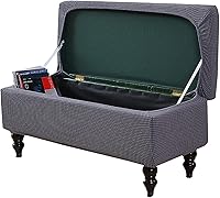 Vista 9 de Funda otomana rectangular, con almacenamiento elástico, protector extraíble para muebles y reposapiés para sala de estar, color morado, mediano