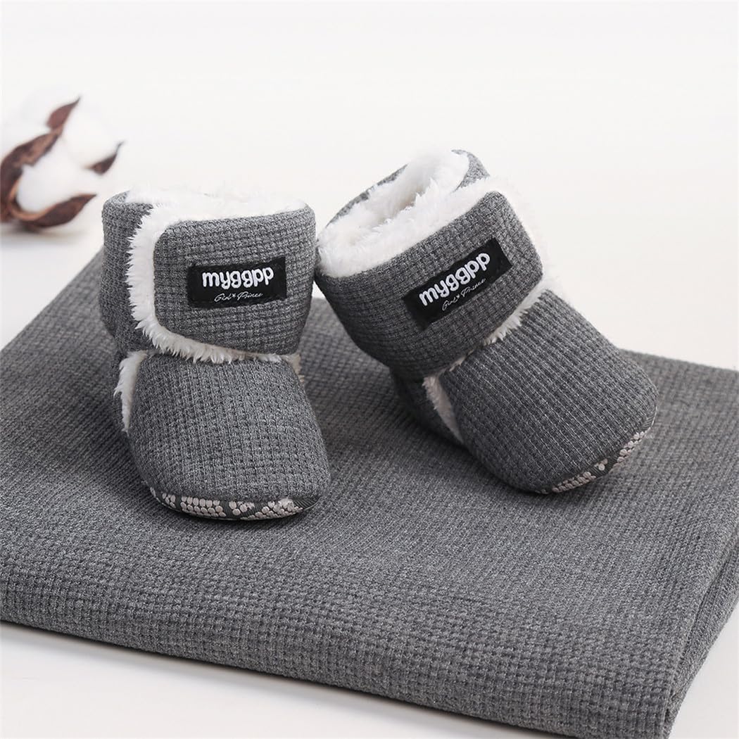 Baby Booties Cozy Fleece Slippers Soft Baby Shoes With Gripper Soles, Winter Infant Newborn Crib Sock Shoe Warm Footwear First Walkers
