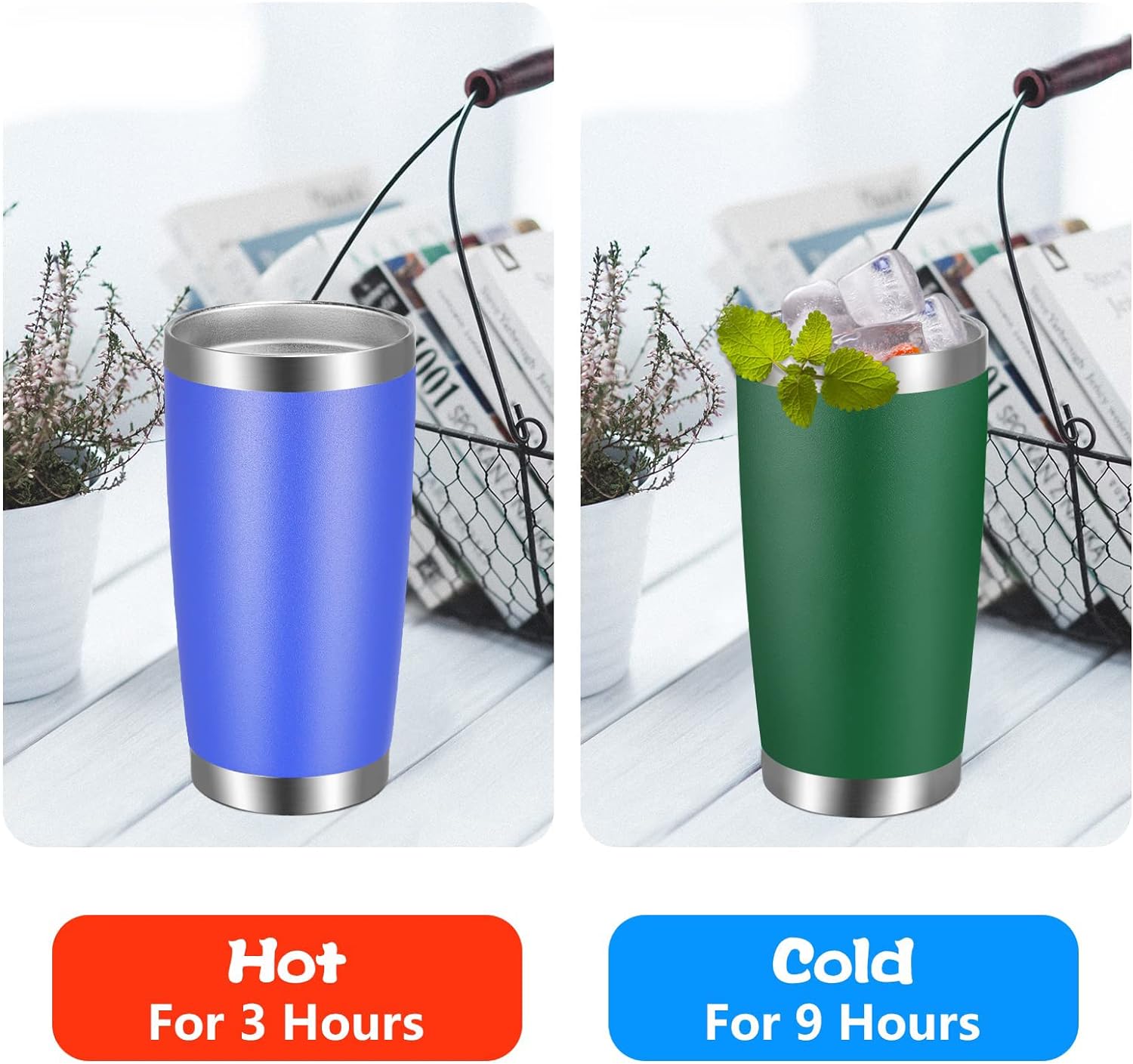 VEGOND 20oz Tumbler with Lid and Straw Stainless Steel Tumbler Cup Vacuum Insulated Double Wall Travel Coffee Mug Powder Coated Coffee Cup(Powder Green 1 Pack) - Image 4