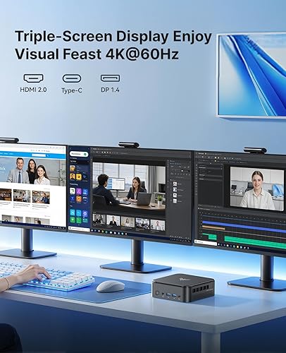 Miniatura 6 de KAMRUI Mini PC E3B 11 Pro AMD Ryzen V2748 (Beat R7 5825U/R5 6650H/R5 7430U, hasta 4.3 GHz), mini computadora de escritorio 16 GB DDR4 512 GB SSD,