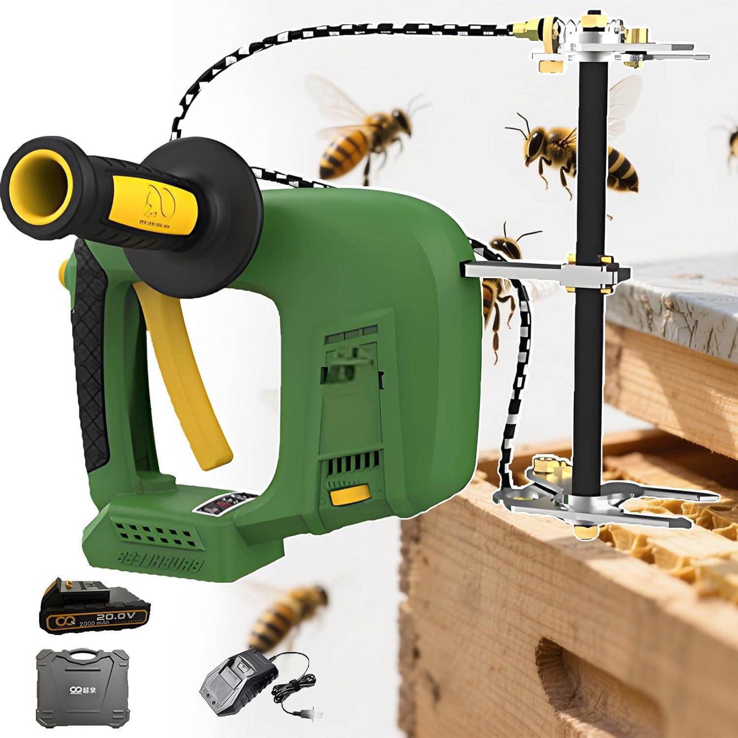 Electric Bee Remover, Cordless Beehive Frame Shaking Machine,Rechargeable Handheld Bee Remover, 9 Gear Speed Adjustable (1Battery)