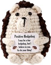 Positive Hedgehog, Emotional Knitted Support Hedgehog Positive Crochet Animal Encouragement Doll Toy with Positive Messages Positive Energy Crochet for Inspirational Gift Home Office Car Decor