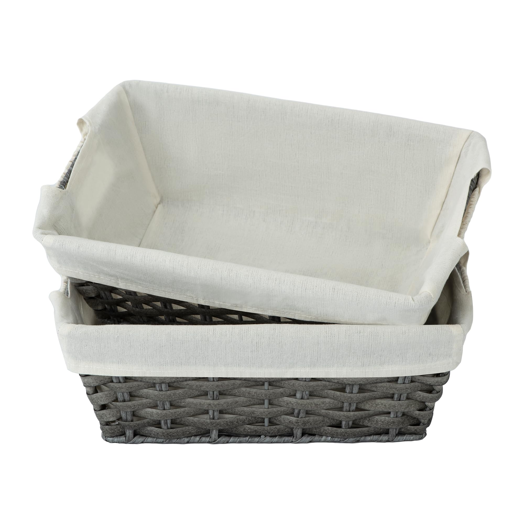 Panier de rangement trapézoïdal en plastique imperméable avec poignées, lot de 2, 32x22x17cm