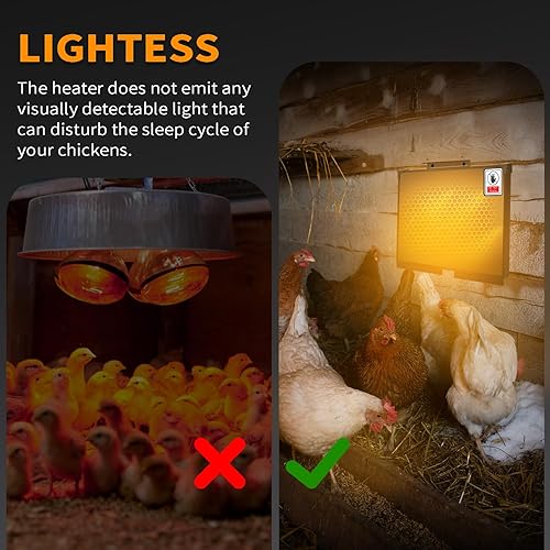 Miniatura 5 de Ziopetru Calentador de gallinero, calentador de gallinero de invierno, panel de calefacción radiante de gallinero, cable antimordeduras de 9 pies,