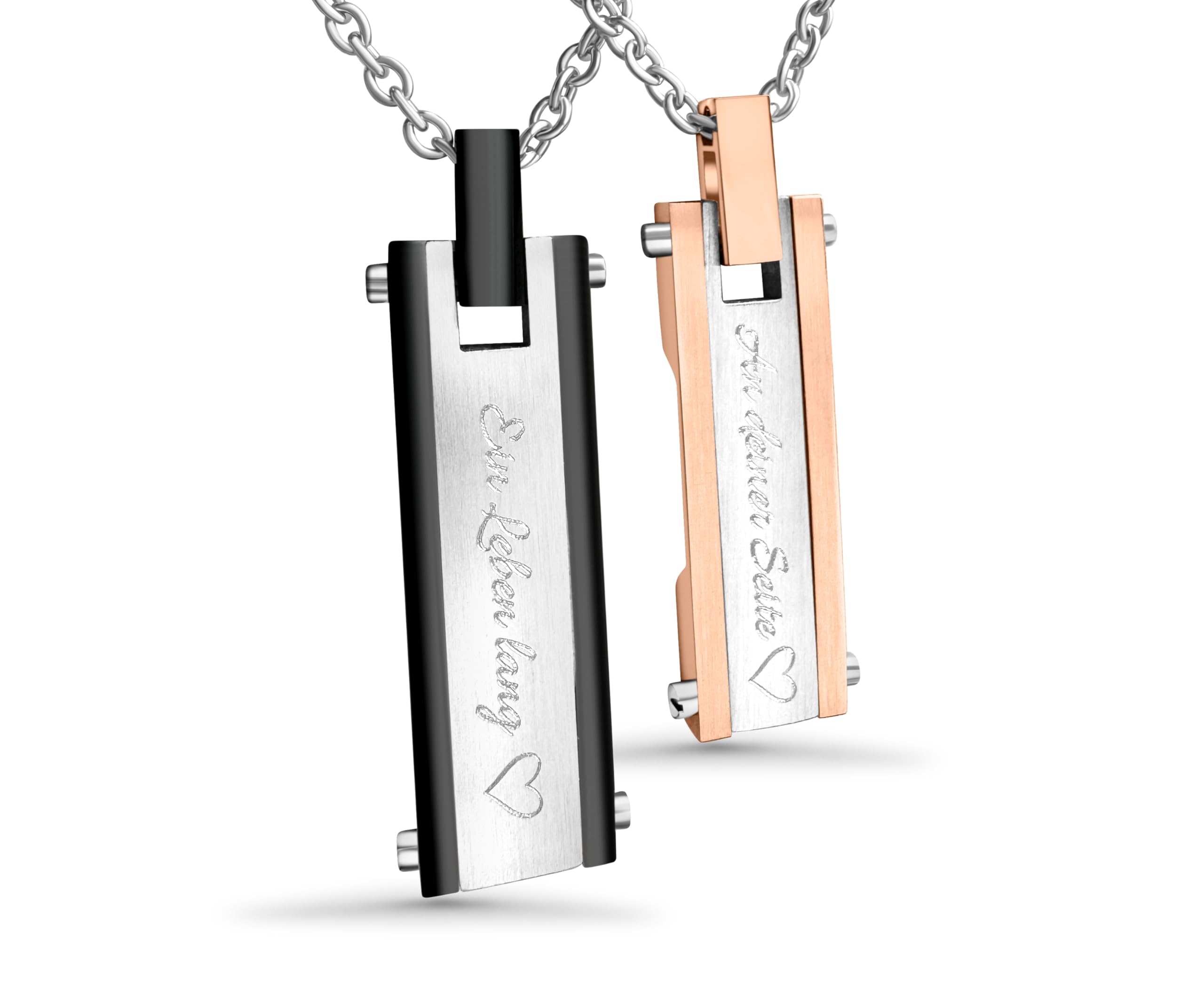Personalisierte Kette mit Gravur Edelstahl mit Anhänger Rechteck in silber schwarz gold - Personalisierte Halskette für Frauen Männer Damen Herren - Personalisierter Schmuck