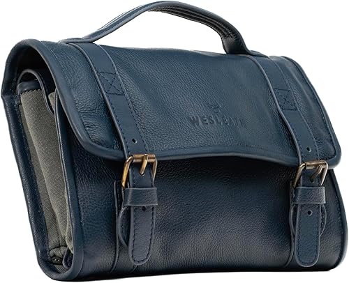 Miniatura 5 de Neceser colgante de cuero  Estuche de cosméticos resistente al agua para hombres - Kit de baño Dopp de mano organizador de viaje de calidad premium