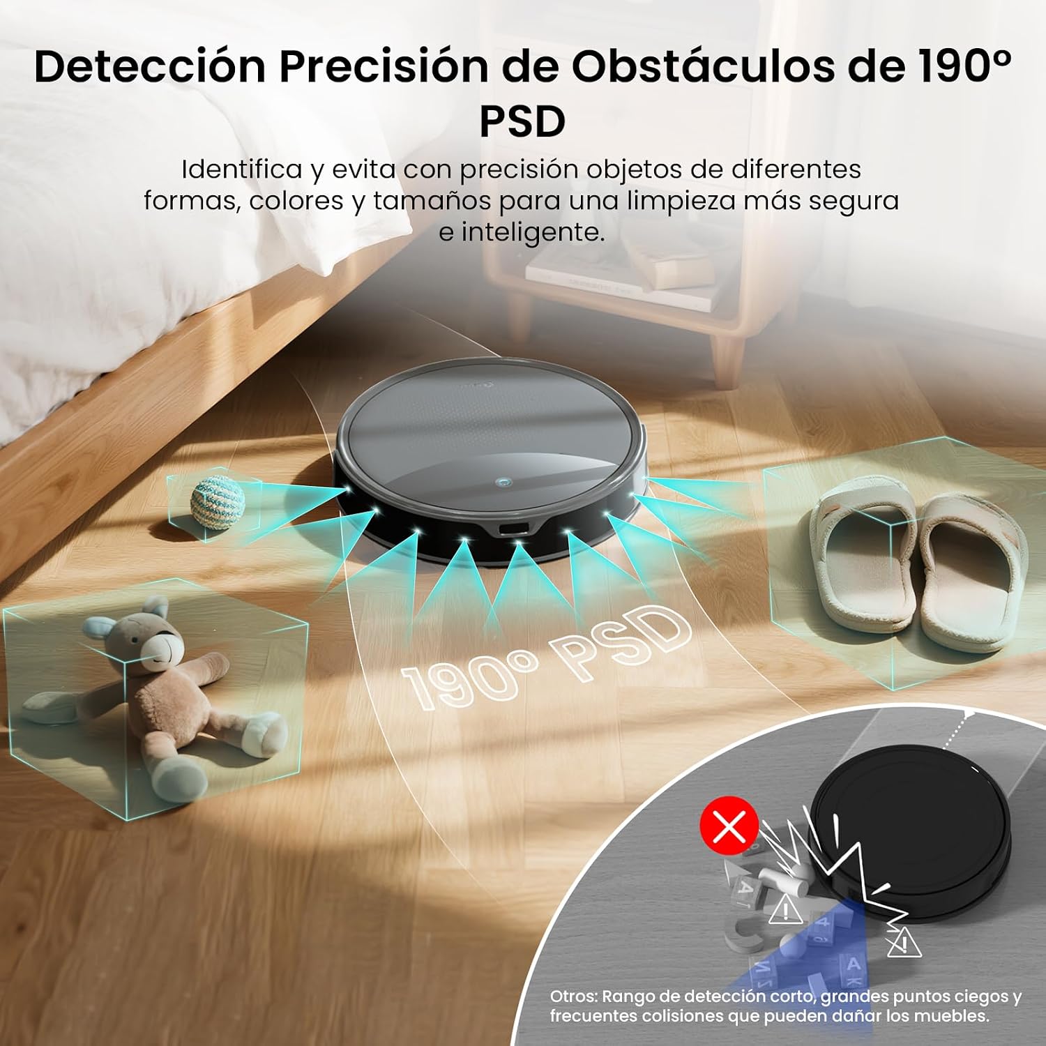Lefant M350 Robot Aspirador y Fregasuelos con Mapeo Láser ToF, Cuerpo Ultra Delgado 7.9 cm, Succión 6000 Pa, Autovaciado 75 Días, Ideal para Apartamentos, WiFi/Alexa/App,Gris 6