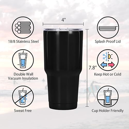 Miniatura 2 de Muka Vaso de acero inoxidable de 30 onzas con tapa resistente, taza de viaje aislada de doble pared, color azul rey