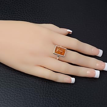 Anello In Ambra Baltica Cognac In Argento Sterling 925 - Regolabile - RG0906 - Foto 9